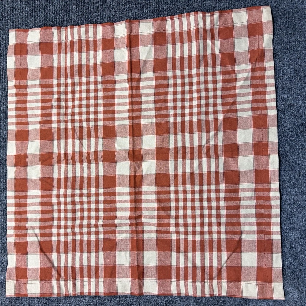 NWOT Pottery Barn 100% Cotton Napkin Gingham Orange Check Fall Autumn One